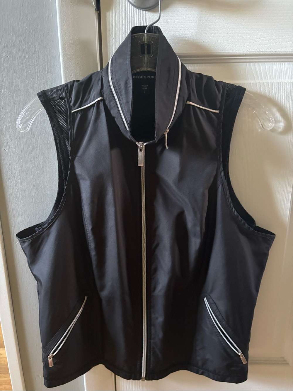 bebe Black Athletic Zip Vest with silver Trim